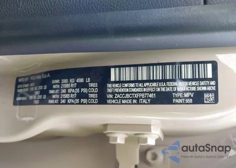 2015 Jeep Renegade Trailhawk z USA, uszkodzony, nr VIN ZACCJBCTXFPB77461